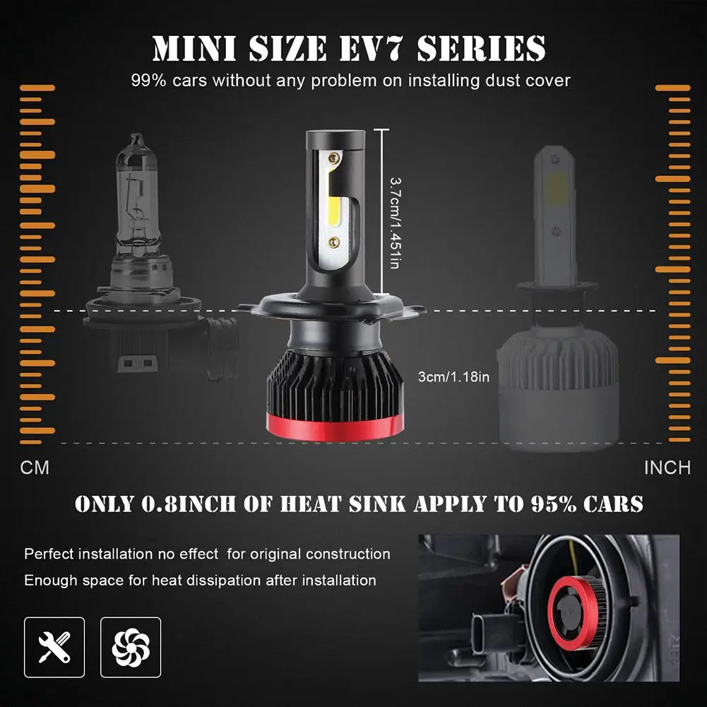 LumiParty 2 шт. мини светодиодные лампы Автомобильные фары H11 H1 H8 H9 H3 9005 / HB3 9006 HB4 100 Вт