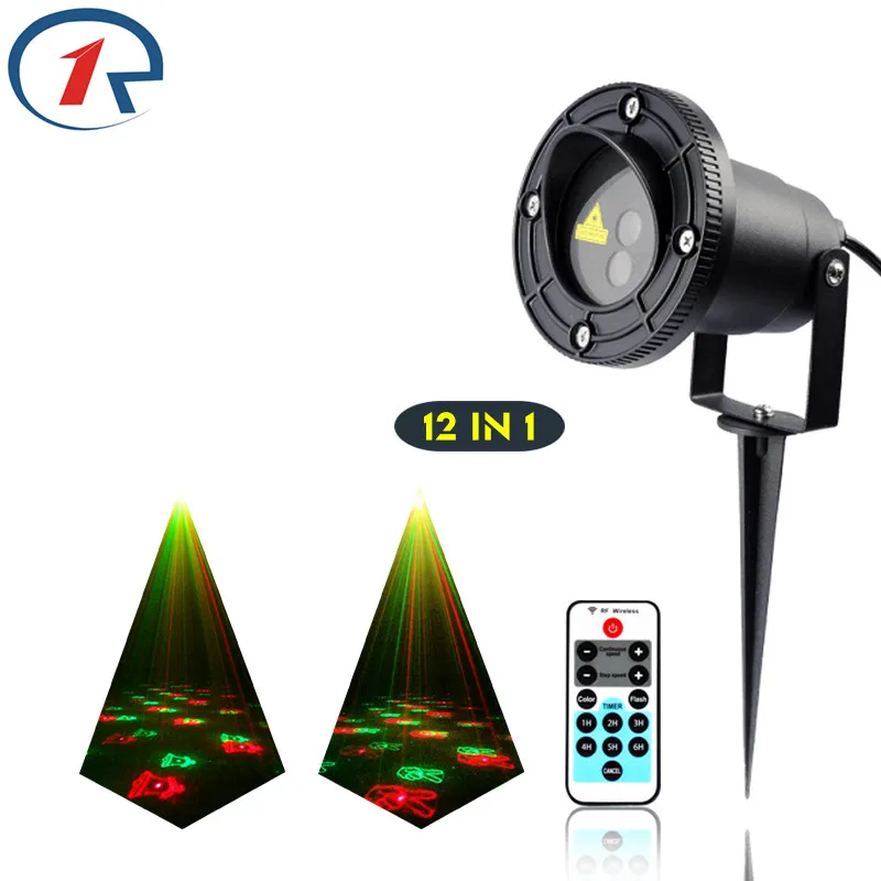 

ZjRight IR Remote Christmas 12patterns laser lights waterproof outdoor projection laser stage light dj bar disco effect lighting