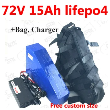 

GTK 72v 15ah lifepo4 triangle battery with BMS no li ion for 72v 1500w 3000w electric bicycle bike scooter +3A charger + bag