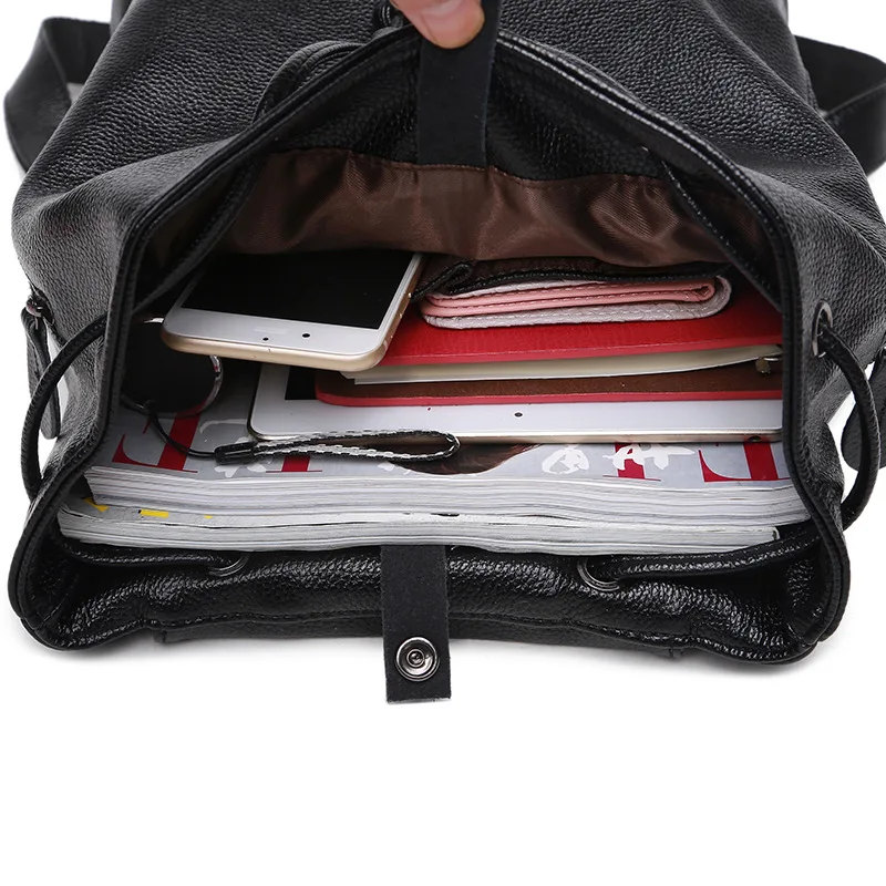 Спилок милый рюкзак маленький рюкзак женский сплошной черный школьные сумки для девочек-подростков