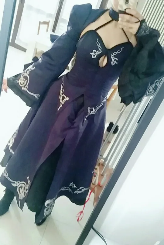 Anime cosplay Customized available Saber Costume Artoria Pendragon Anime Fate Stay Night UBW Fate Zero Sword Cosplay Black Dress (6)