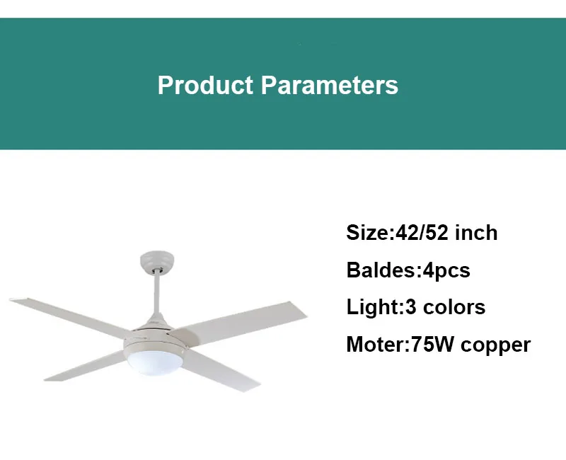 Светодиодный потолочный вентилятор лампа 75 Вт мотор с 3 цветами светодиодный пульт дистанционного управления 42 дюйма 52 дюйма балды кровати