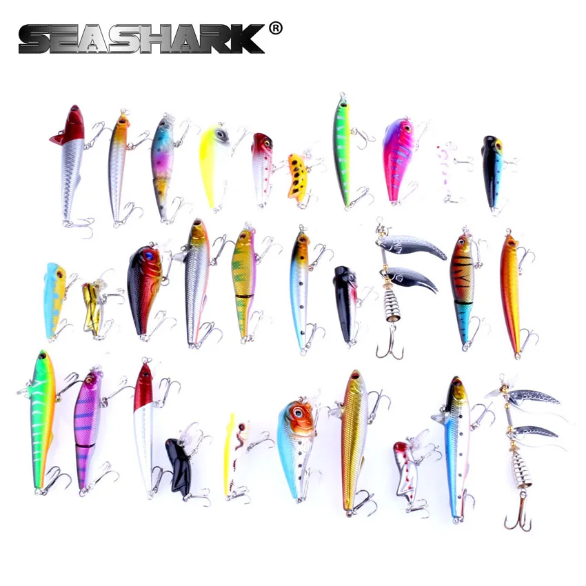 SEA SHARK 30pcs/lot Fishing Lures Set Mixed 7Models Hard Baits