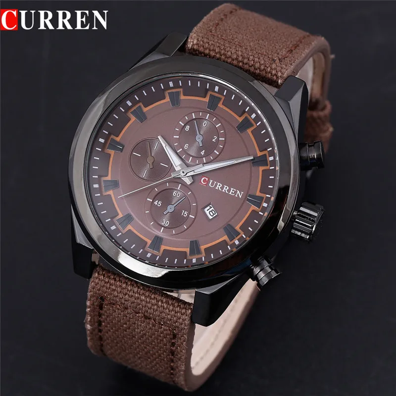 

2017 NEW  military erkek  saati CURREN  Quartz Wristwatches horloges mannen Nulon band strap men clock , with gift box 8196