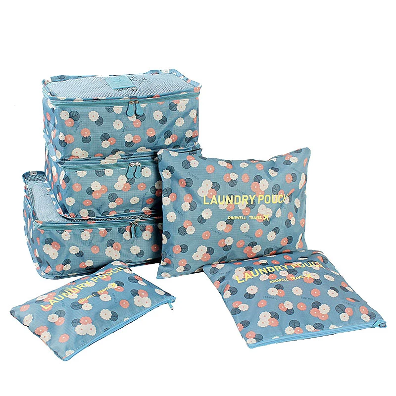 

6 PCS Travel Suitcase Closet Divider Container Storage Bag Set For Clothes Tidy Organizer Packing Cubes Laundry Bag