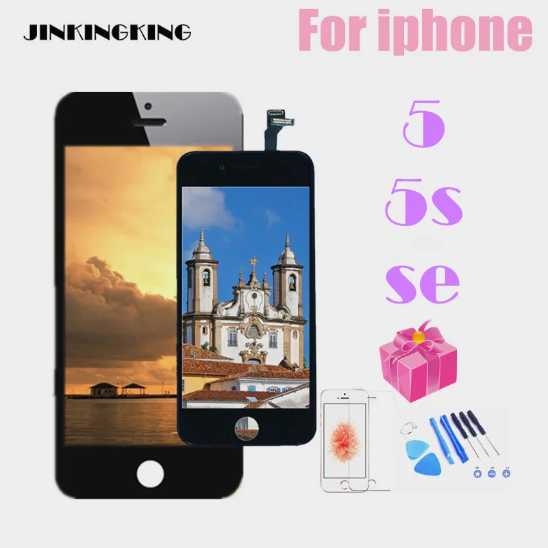 Сенсорный ЖК экран в сборе JINKINGKING для iPhone 5S 6 6S 5c 100% новый дисплей SE + закаленное