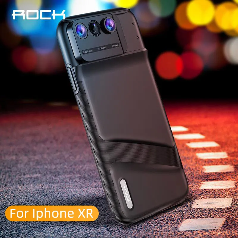 ROCK Camera Lens Phone Case for iPhone XR Fisheye Wide Angle Macro Lens
