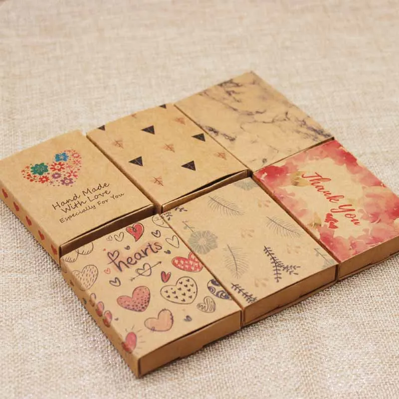 

Dreamcatcher printed gift box Diy handmade love gift box heart pattern necklace charm pendant/earring box 50pcs +50pc inner card
