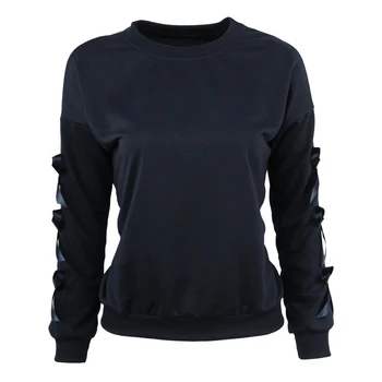 

Women's New Fashion Spring Autumn Casual Loose Solid Bow Long Sleeve Pullover Female Vintage Tops Sweatshirt
