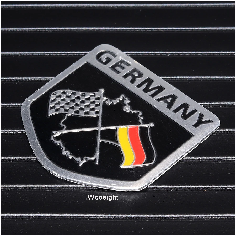 Wooeight Metal Aluminium 3D Germany German Flag Badge Emblem Grille Decal Car Stickers Decoration For Benz Audi Kia VW BMW (2)