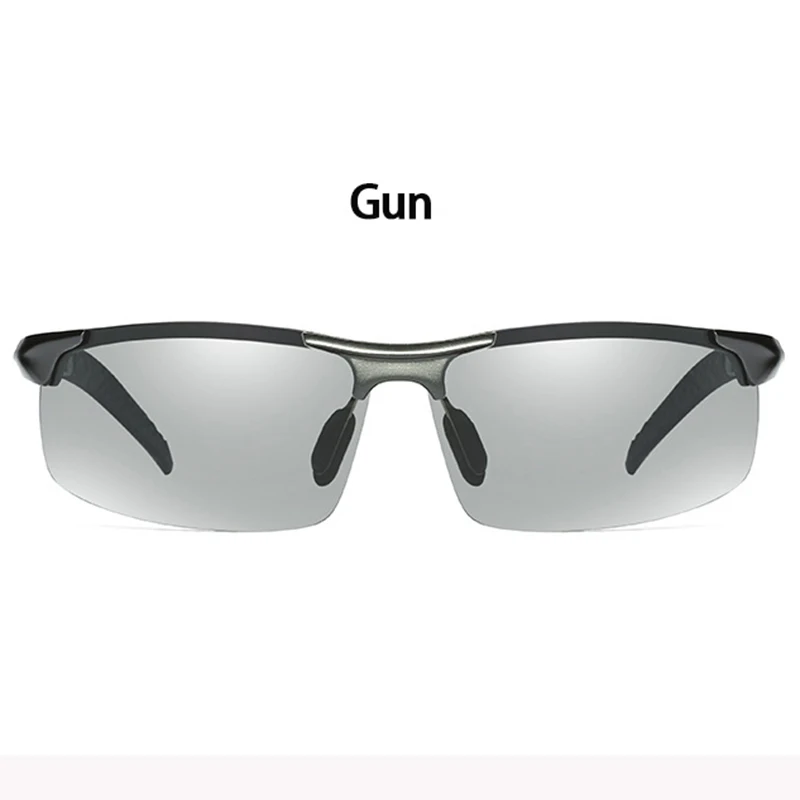 Алюминиевый магний для мужчин wo мужские фотохромные линзы Обесцвечивающие солнцезащитные очки для рыбалки вождения поляризованные солнцезащитные очки для мужчин дневной свет - Цвет линз: gun