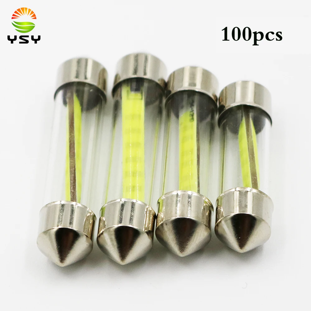 YSY 100X C5W COB Glass Car Led Filament Bulbs 41mm 39mm 36mm 31mm Interior Festoon Dome Reading Light Source White Lamp | Автомобили и
