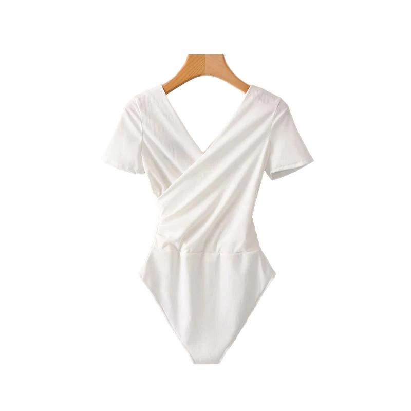 بيلا فلسفة المرأة الصليب V الرقبة محبوك داخلية أسود أبيض قصيرة الأكمام لمط playsuits الإناث أزياء شيك قمم بيلا فلسفة المرأة الصليب V الرقبة محبوك داخلية أسود أبيض قصيرة الأكمام لمط playsuits الإناث أزياء شيك قمم