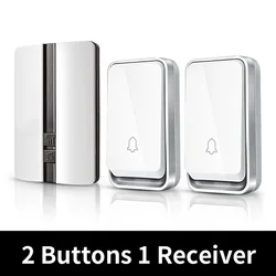 Universal Wireless Doorbell - Self-Powered, Battery-Free, Waterproof, Long-Range Remote Control - AU (2 Button 1 Receiver)