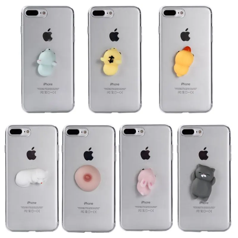 

Squishy Case for iPhone 7 7 Plus Cover 3D Cute Soft Silicone Pappy Cat Rabbit Capinha On iPhone7 7Plus Hoesje Funda Etui Coque