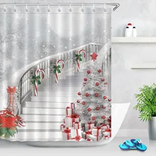 72*72 ''склад США рождественские подарки занавески для душа лестницы удлиненные Ванная комната Водонепроницаемый полиэстер ткань для ванной Декор