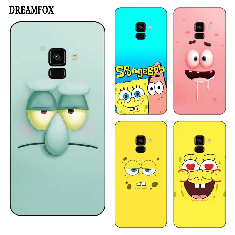 

P204 Spongebob Black Silicone Case Cover For Samsung Galaxy J2 J3 J4 J5 J6 J7 J8 Pro Plus Prime 2018 2017