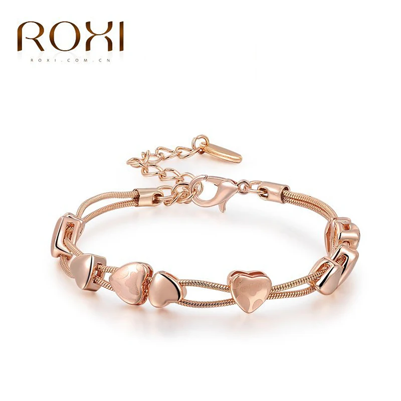 

ROXI New Bracelet Romantic Heart Shape Decoration Bracelet Rose Gold Color Ladies Wedding Engagement Bracelet for Women