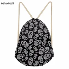 INSTANTARTS Панк 3D череп печать женские мужские мешки с Кулиской многофункциональные рюкзаки для хранения мягкий рюкзак для путешествий пляжные боксерские мешки