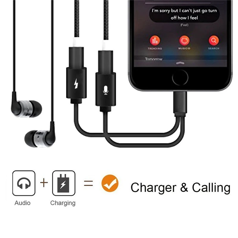 2 In 1 Headphone Adapter for Iphone X 7 8 Plus Dual USB Headphone Charging & Music Adapter Cable Splitter Cable for Iphone8 2 In 1 Headphone Adapter for Iphone X 7 8 Plus Dual USB Headphone Charging & Music Adapter Cable Splitter Cable for Iphone8