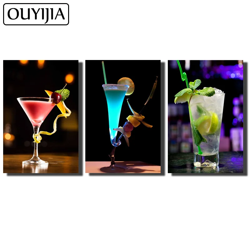 

OUYIJIA Red Wine 5D DIY Goblet Grape Diamond Fruit Juice Restaurant Decorative Painting Cocktail Mosaic Embroidery Rhinestone