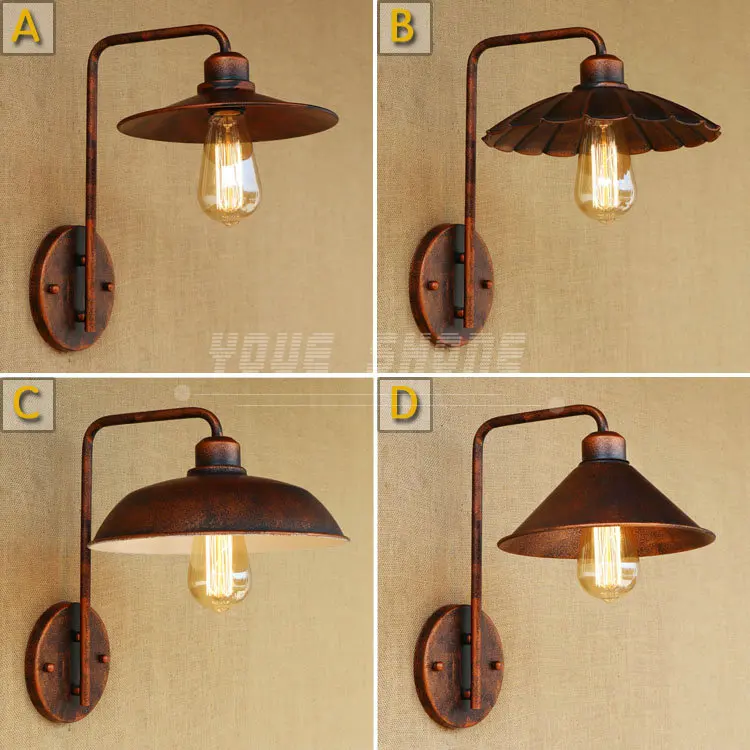 

Free shipping modern iron rust RH wall lamp for bedroom hotel