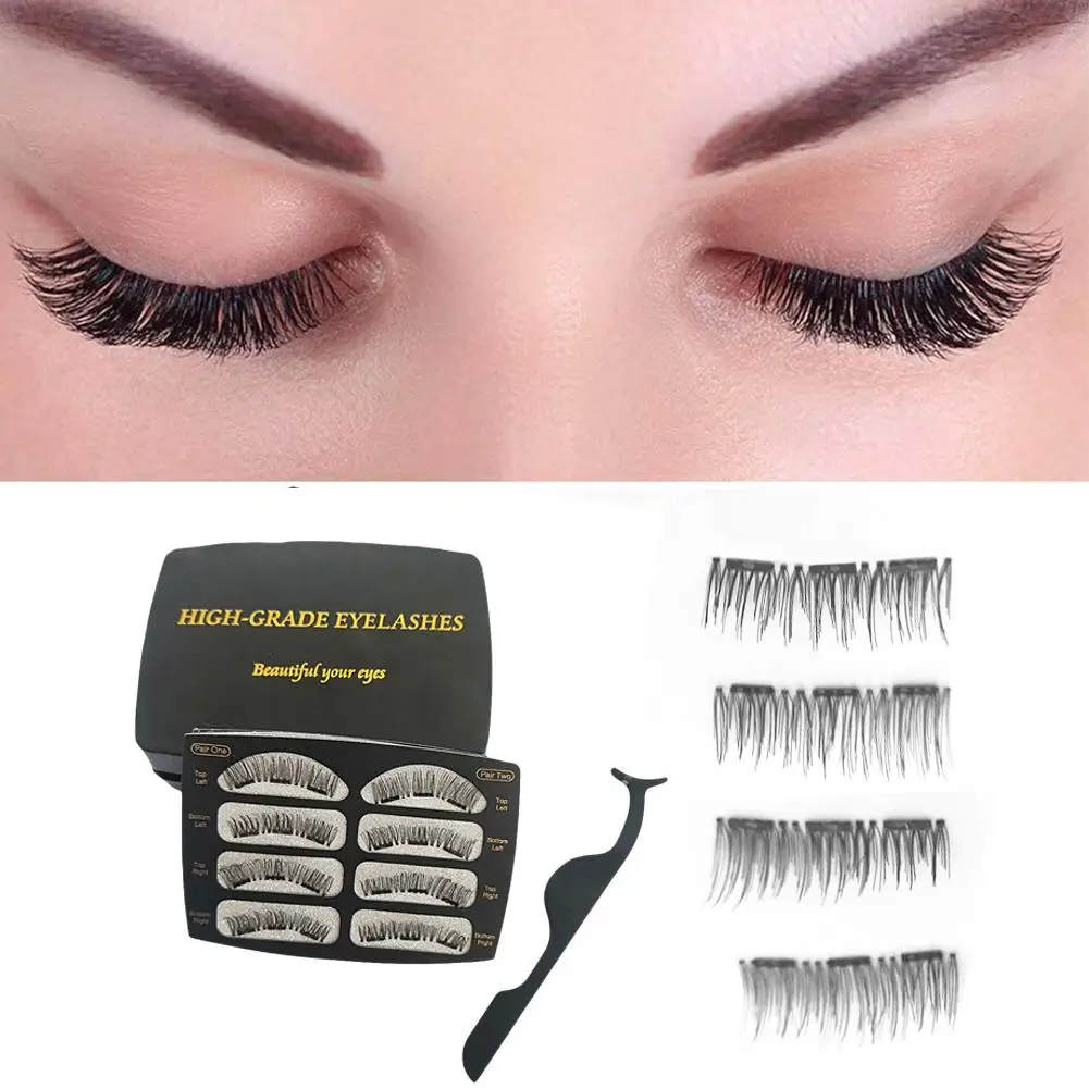 

8Pcs/Set Magnetics 3D Reusable Natural Thick Faux Graftings Eyelashes with Clip