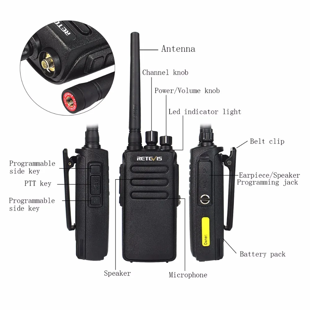 2 шт. Retevis RT81 портативная рация Высокая мощность DMR цифровое радио IP67 водонепроницаемый UHF 400-470 МГц VOX двухстороннее радио большой диапазон