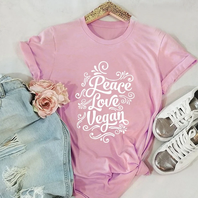 السلام الحب النباتي إلكتروني قصير كم تونك طباعة جولة الرقبة الأزياء شعار الجرافيك pinke المحملة قميص المرأة للجنسين الجمالية قمم السلام الحب النباتي إلكتروني قصير كم تونك طباعة جولة الرقبة الأزياء شعار الجرافيك pinke المحملة قميص المرأة للجنسين الجمالية قمم