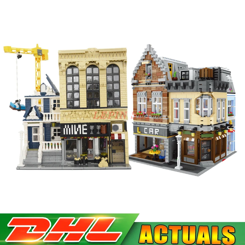 

DHL LEPIN 15034 The New Building City+ 15035 MOC The Bars and Financial Set Model Education Building Block Bricks DIY Toys Gifts