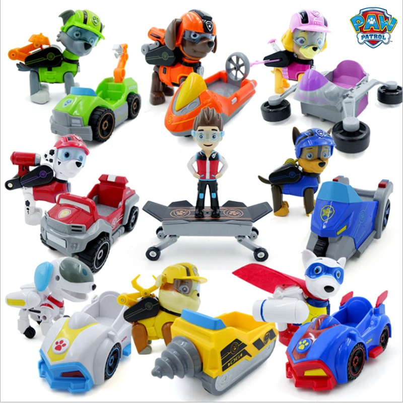 Paw Patrol Dog Toys Car Scrollable Have Music PVC Tracker Patrulla Canina Action Anime Figures Juguetes Toys For Children