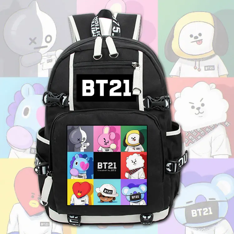 

Boys Girls Schoolbag letter Bts Juvenile Bulletproof Backpack BT21 Laptop Shoulders Bag Travel Bag Surrounding Same Paragraph