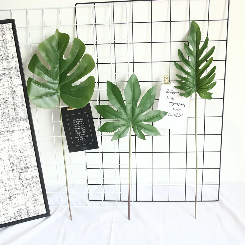 

5pcs Green Artificial Leaf Monstera Palm Leaves for Hawaii Luau Party Decorations Wedding Table Decoration Plants Flower Leaves