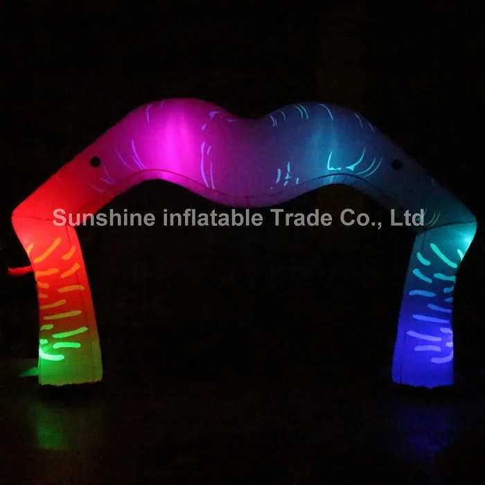 

2014 good quality red lip shaped led lighting inflatable arch for wedding/party/events
