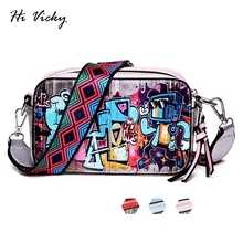 Уличная Сумочка с граффити, для женщин, девушек, ПУ, в стиле хип-хоп, сумка через плечо, Мини, на молнии, сумка через плечо, модный дизайн, на ремне, Женская сумка