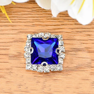Sapphire blue Square Drill Side Chain Crystal Glass Sewing Rhinestones DIY Women's Shose and Wedding Dresses Ornament Costume | Дом и сад