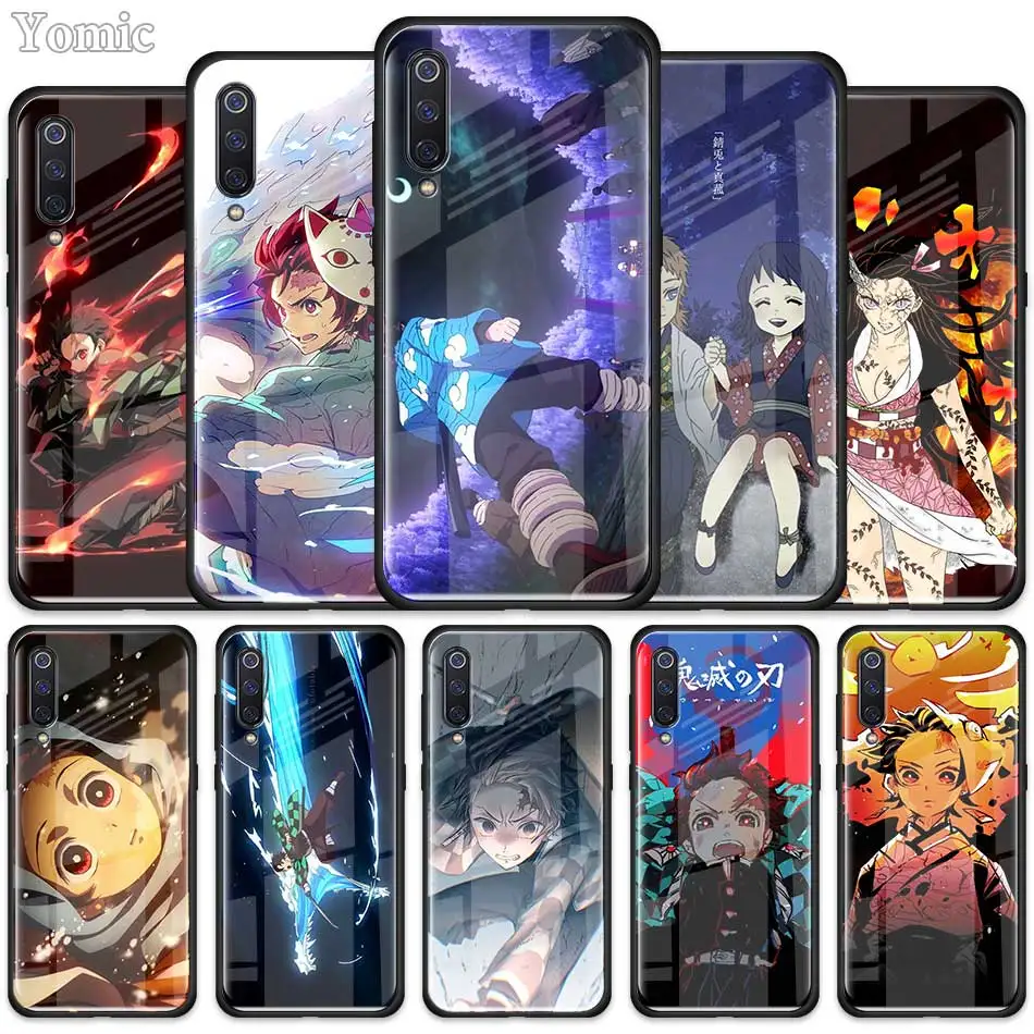 

Anime Demon Slayer Kimetsu no Yaiba Tempered Glass Case for Xiaomi Redmi Note 7 6 Pro K20 Pro Redmi 7 Mi 9 Mobile Phone Cases