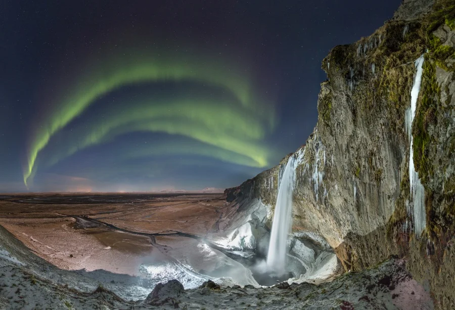 Laeacco Aurora Звездная ночь водопад дикие Живописные фоны для фотосъемки виниловый