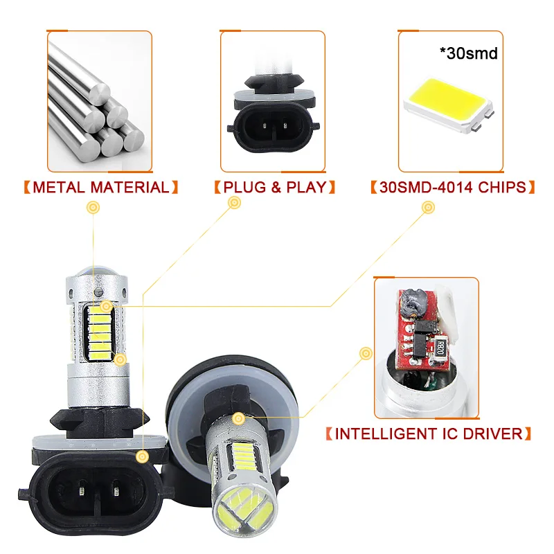 SAARMAT 2 * Высокая мощность 6500K белый 30 SMD 4014 881 889 H27 светодиодный Сменные лампы для