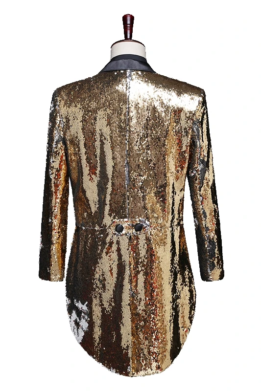 Reflector láser para hombre Swallowtail Gold Purple Tail abrigos noche Club moda Variable colores colas mago cantante baile disfraz - 3