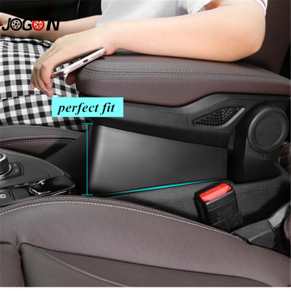 Center Console Storage Box Container Organizer Tray ABS Black Armrest