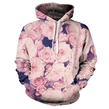 

Newest Harajuku Spring Autumn Thin Cap Sweatshirts 3d Print Roses Men/women Hooded Hoodies Casual Hoody Tops Plus S-6XL R2254