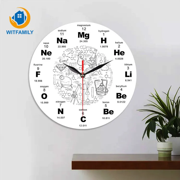 

Art Chemical Symbols Wall Clock Periodic Table Of Elements Wall Educational ElementaL Display Classroom Clock Teacher's Gift