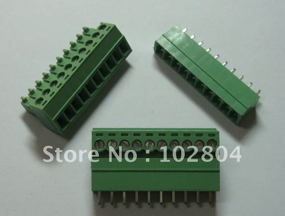 

60 pcs Screw Terminal Block Connector Pitch 3.5mm 10 pin/way Green Color Pluggable Type