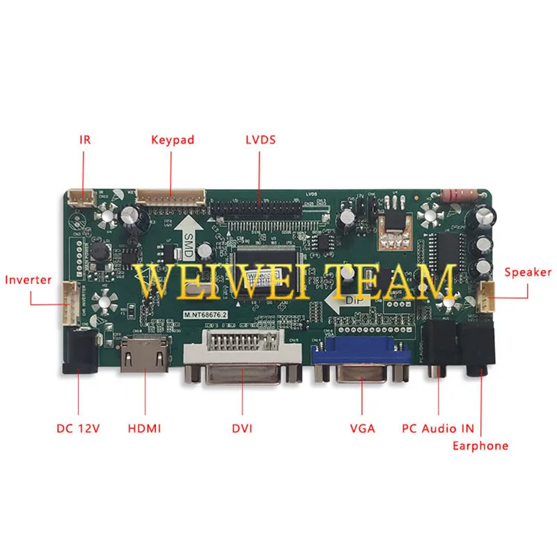 12 1 дюймовый экран 800X600 LQ121S1DG31 TFT ЖК панель M.NT68676.2 плата контроллера + DVI VGA Аудио
