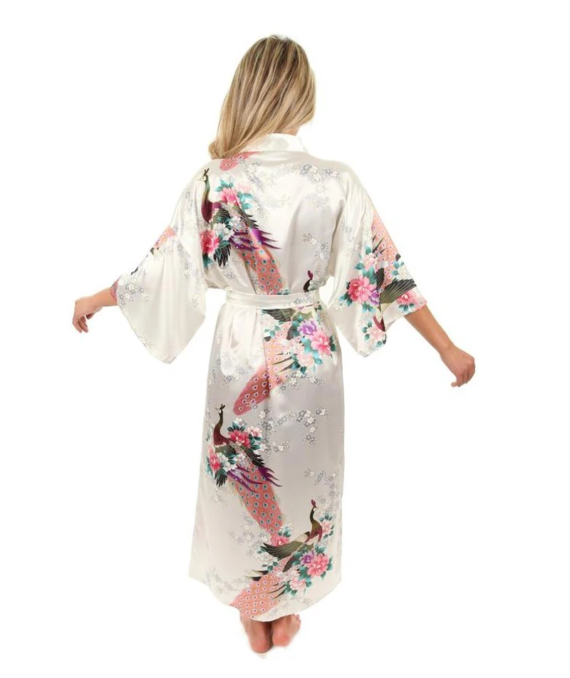 White silk kimono robe Clearance