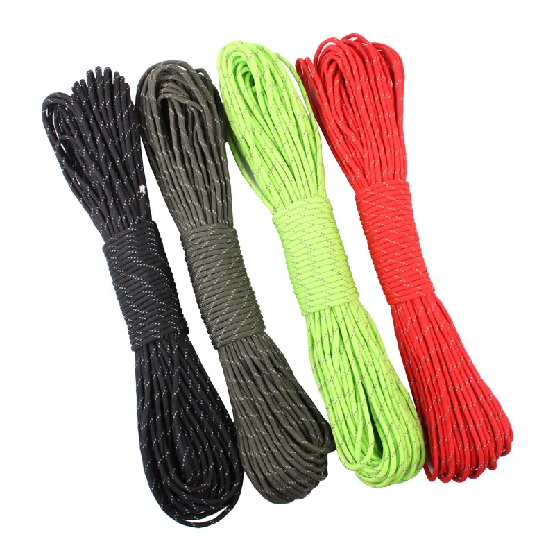 

Free Shiping 12 Colors Reflective Paracord 550lb 7 Strand 100FT100 feet/31 Meter Survival 7strand PARACHUTE
