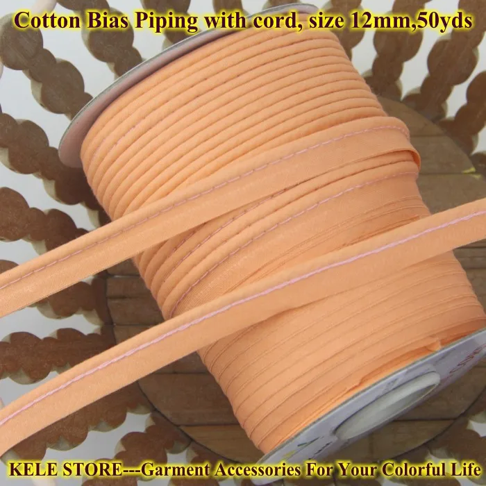 Free shipping 100 Cotton Bias Piping, Piping tape,bias Tape with cord