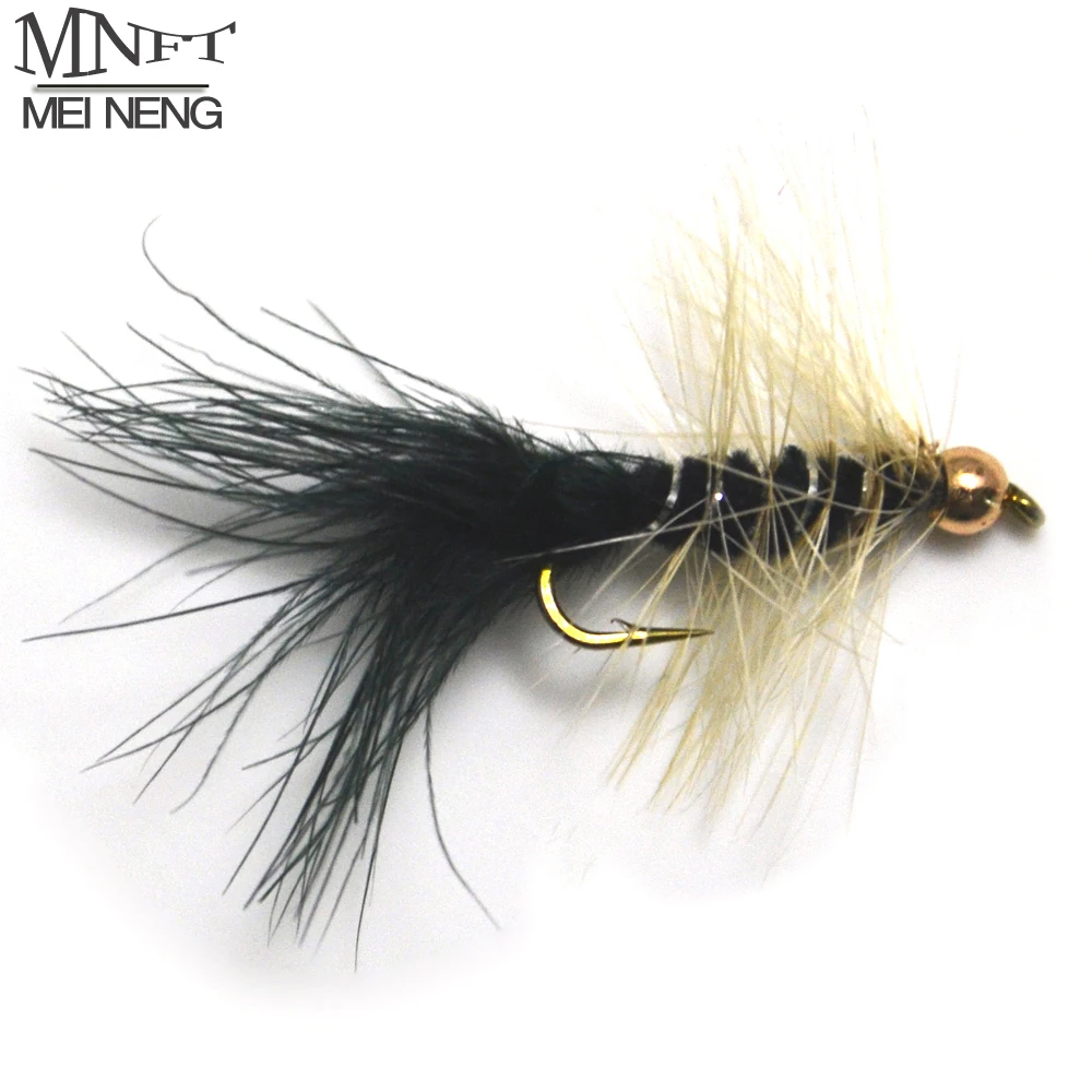 

MNFT 10PCS/Pack Bead head Nymph Trout Fishing Flies Zebra body white beard Long Shank Fly Tying 10# Hooks