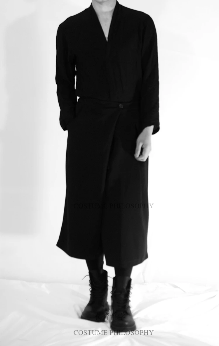 27-44 2019 neue Männer kleidung der Haar fashion Stylist plus größe Samurai hosen Breite Bein Hosen culottes kostüme